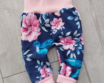 Mitwachshose Schlupfhose Lilo "Blumen & Vögel" blau rosa