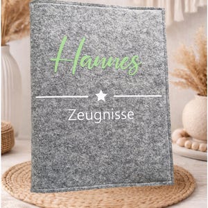 Zeugnismappe Filz Name inkl. Sichtbuch | personalisierte A4 Zeugnisse & Urkunden Hülle | Einschulung Geschenk