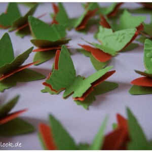 10 3D Schmetterlinge Tischdekoration Farbwahl Grün/ Orange/ Grün