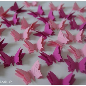 10 3D Schmetterlinge Tischdekoration Farbwahl Rosa & Pink