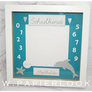 Bilderrahmen Deko Geschenk zum Schulanfang "DELPHIN"