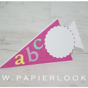 Tischkarten Schultüte "A B C" (Farbwahl)