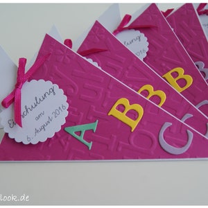 Back to school invitation A B C choice of colors Pink/ bunte Buchsta.