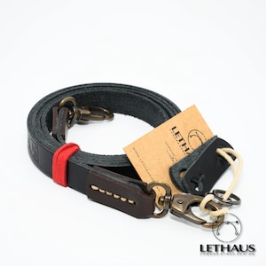 New Stitched With Hook Leather Camera Strap (Black / Brown)