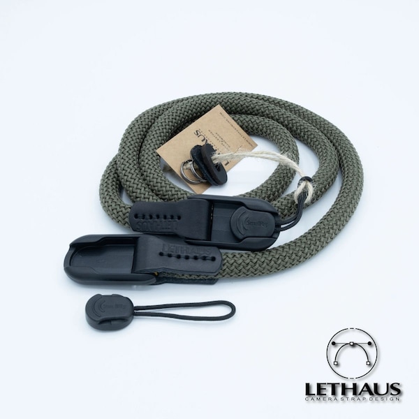 Model RLC // Rope & Leather Camera Strap (Olive Green / Black)