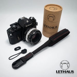 Rope and Leather Wrist Strap With RLC (Black / Black)