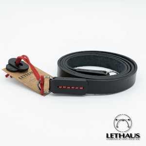 New Stitched Leather Camera Strap (Black / Black)