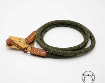 Model June // Rope & Leather Camera Strap (Dark Green / Cogniac)