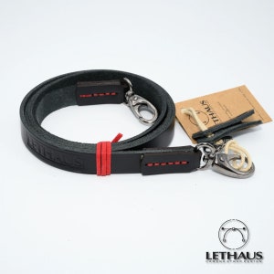 New Stitched With Hook Leather Camera Strap (Black / Black)