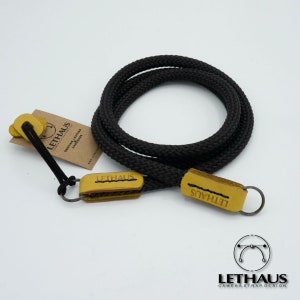 Model June // Rope & Leather Camera Strap (Black / Yellow)