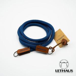 Model June // Rope & Leather Camera Strap (Dark Blue / Cognac)