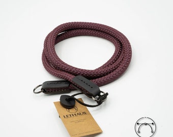 Modèle Juin // Corde &Cuir Bracelet Caméra (Bourgogne / Noir)