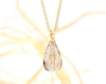 Drop Pendant Gold 750 Rutile Quartz