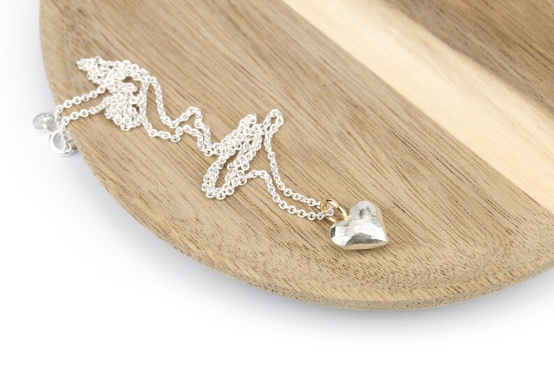 tiny heart pendant silver gold image 4