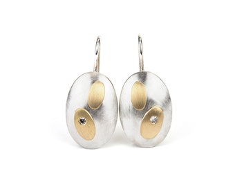 short hanging earrings silver gold diamonds