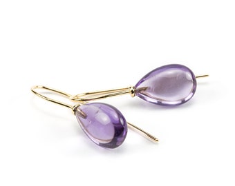 gold earrings with amethyst drops 750