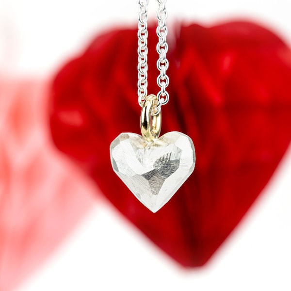 heart pendant sterling silver 18ct gold