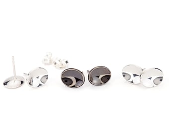 small oval silver studs