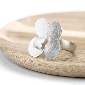 big floral silver ring