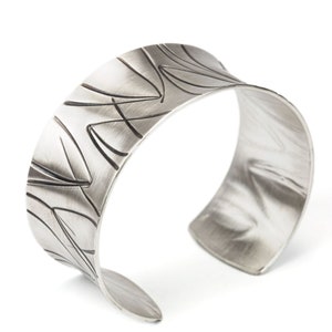 wide heavy silver bangle with pattern image 2