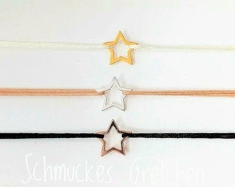 Friendship bracelet 925 sterling silver to choose from / bracelet star / filigree / delicate / silver, gold-plated or rose gold-plated / nylon strap