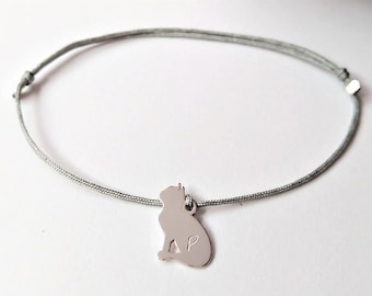 925 sterling silver bracelet cat / cat / friendship bracelet / engraving / initial / personalized / delicate / filigree / nylon strap