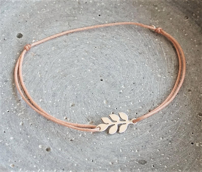 925 sterling silver bracelet branch to choose from / silver leaf, gold-plated or rose gold-plated / nylon strap image 3