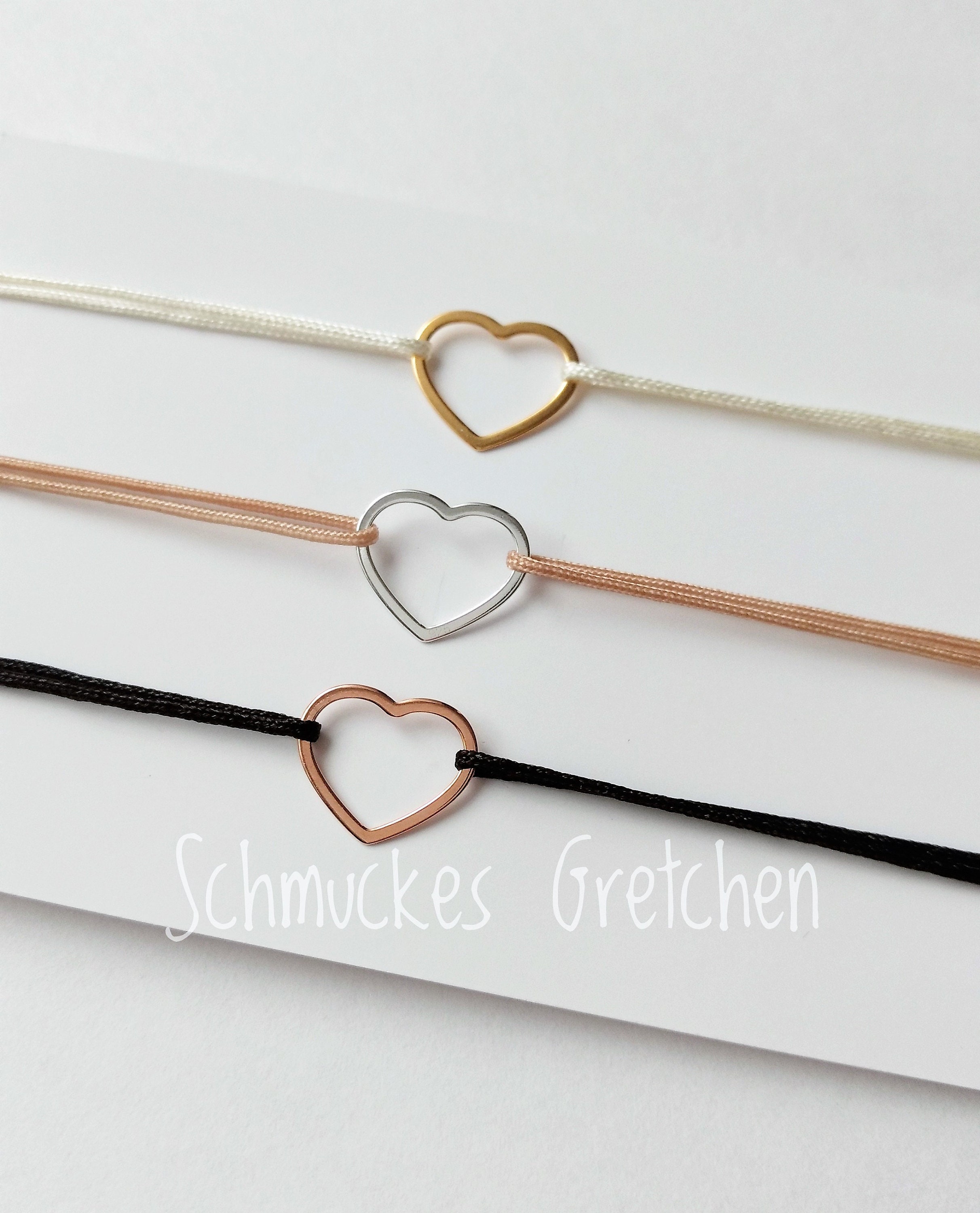 Friendship bracelet with heart pendant in 925 sterling silver / gold …