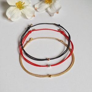 Bracelet with silver bead made of 925 sterling silver / gold-plated / rose gold-plated / of your choice / nylon strap / gift / red ribbon / minimalist image 3