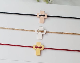 Friendship bracelet 925 sterling silver to choose from with an elegant cross pendant / silver / gold-plated / rose gold-plated