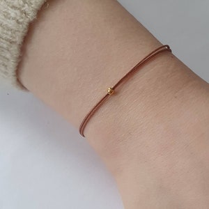 Bracelet with silver bead made of 925 sterling silver / gold-plated / rose gold-plated / of your choice / nylon strap / gift / red ribbon / minimalist image 6