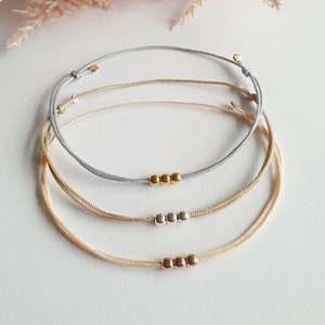 Pulsera con 3 cuentas de plata fabricada en plata de ley 925 a elegir / bañada en oro / bañada en oro rosa / a elegir / correa de nailon / regalo / minimalista imagen 3