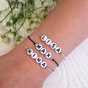 Freundschaftsarmband zur Wahl mit Buchstabenperlen / Perlen aus 925 Sterling Silber / vergoldet / rosevergoldet / Armband personalisiert