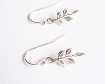 925 Sterling Silber Ohrhänger " leaf " / Blatt / Ohrringe / Ohrschmuck / Herbst / schlicht für jeden Tag