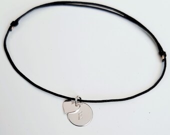 Friendship bracelet 925 sterling silver / bracelet / engraving / initial / heart / delicate / plate / gift / filigree / delicate / nylon strap