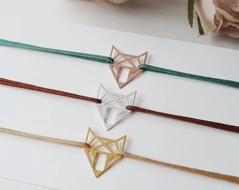 Friendship bracelet with origami fox pendant made of 925 sterling silver / gold-plated / rose gold-plated / to choose from