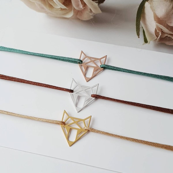 Friendship bracelet with origami fox pendant made of 925 sterling silver / gold-plated / rose gold-plated / to choose from