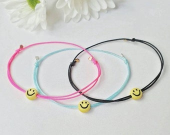 Friendship bracelet smiley to choose from with crush beads 925 sterling silver / gold-plated / rose gold-plated / sweet little gift / lucky charm