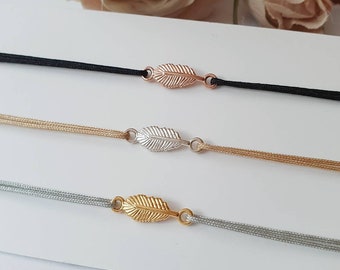 Bracelet with feather made of 925 sterling silver to choose from / gift / silver / gold-plated / rose gold-plated