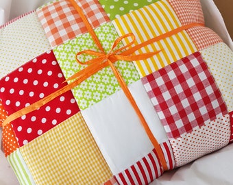 Patchwork blanket yellow/orange/red/green/white