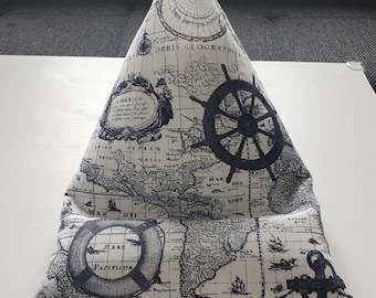 sac de lecture cousu main / coussin pour tablette moyen "maritime" (jusqu'à 8 pouces et livres de taille moyenne)