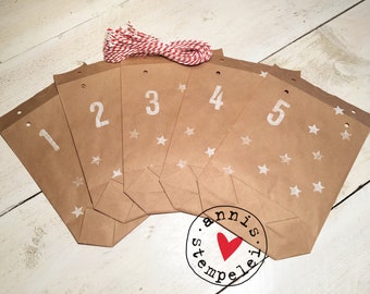 Advent calendar to fill yourself, stars, white