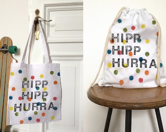 Jute Bag/bag "Hip-hip-hurrah", White