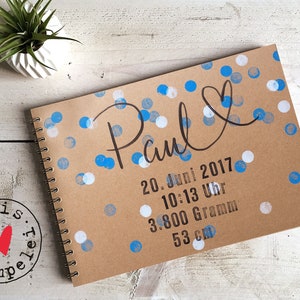fotoalbum, scrapbook A5, zur geburt mit wunschtext