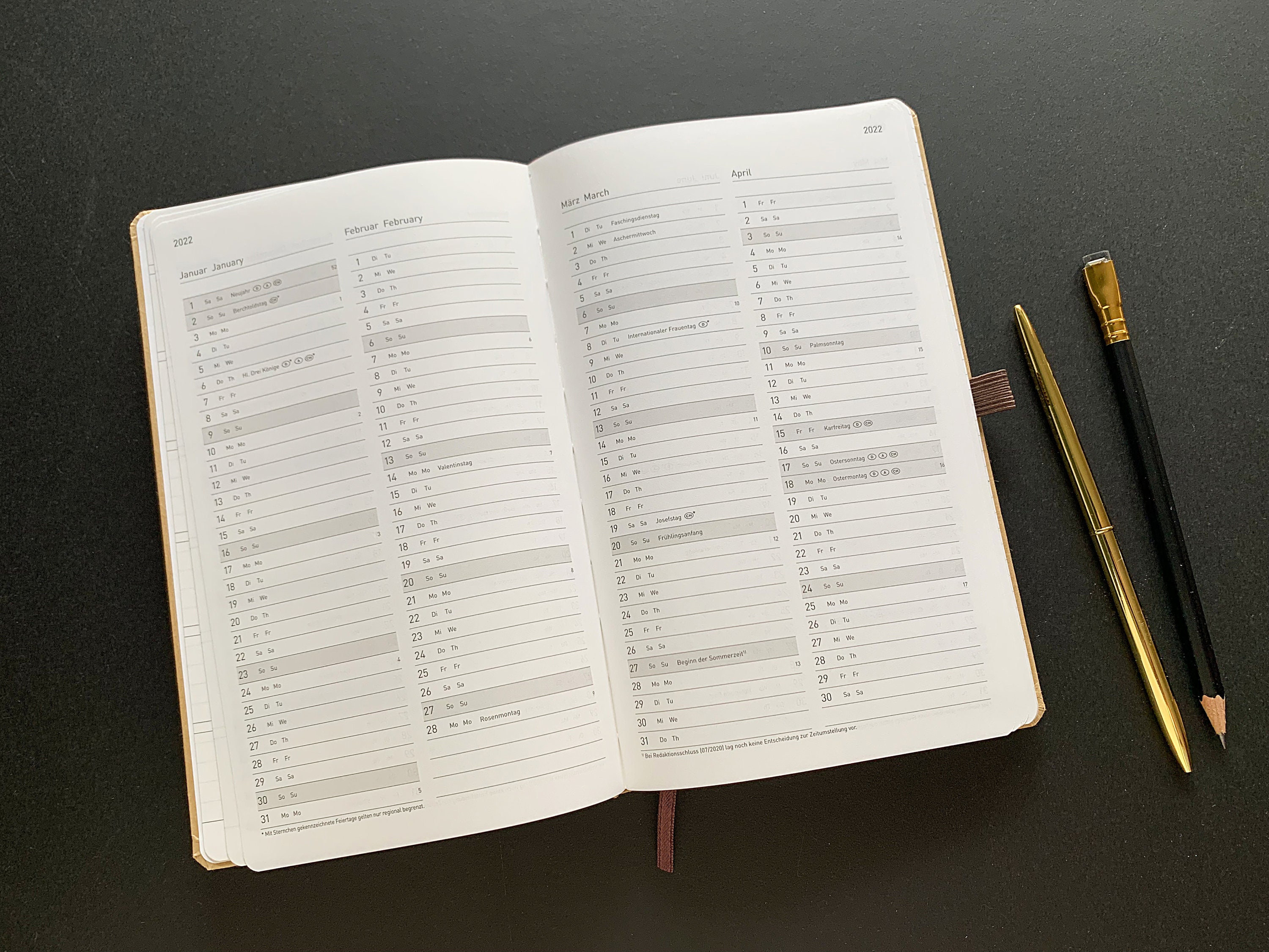 Taschenkalender/jahreskalender 2022 D/E A5 Etsy