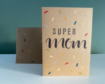 klappkarte "super mom" mit umschlag