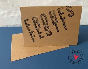 klappkarte "frohes fest" mit umschlag