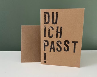 folding card "YOU I PASST" with envelope