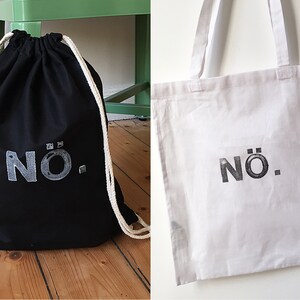 Jute Bag/bag &quot;Nope!&quot;, black/White