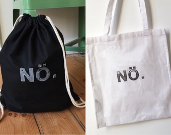Jute Bag/bag "Nope!", black/White